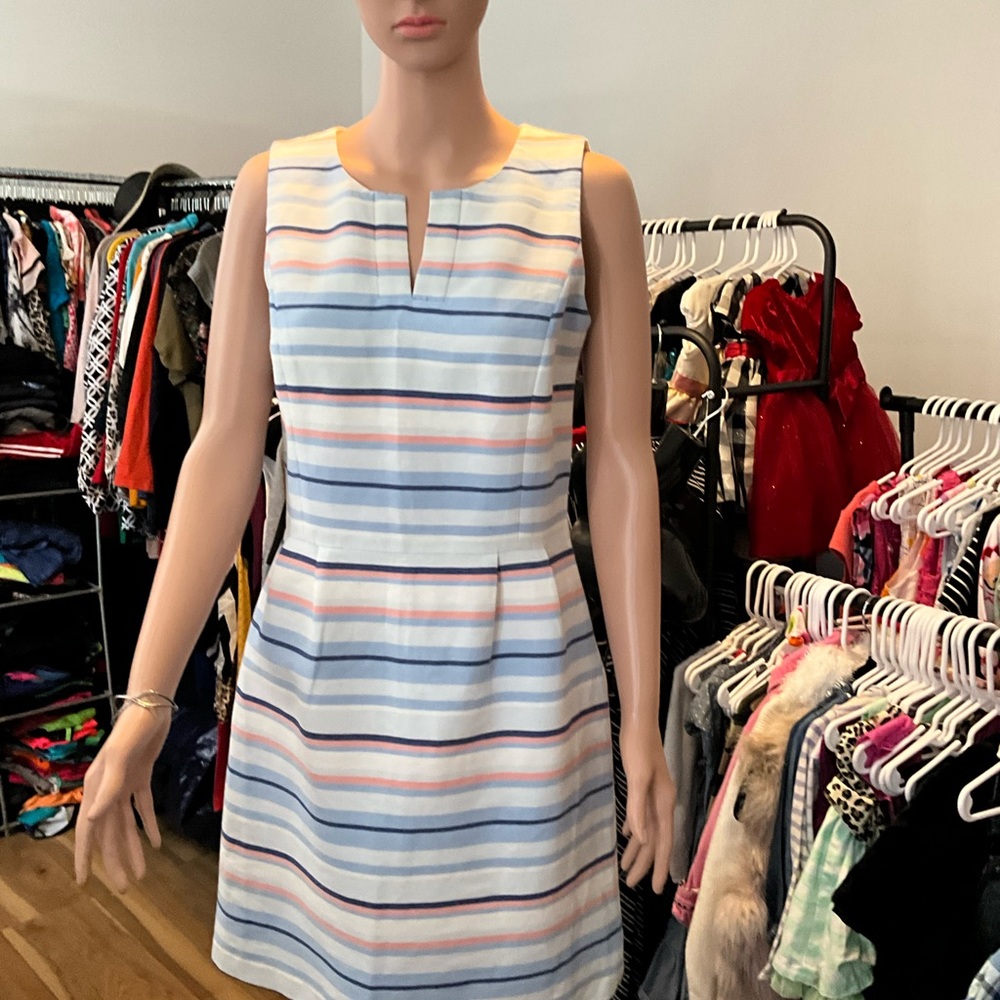Tommy Hilfiger, Blue, white and pink striped dress with pockets, Women’s Size 6